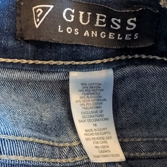 Guess Skinny Jeans Stretch Denim Adjustable Rhinestone Blue Girls Size 10 - Picture 9 of 13